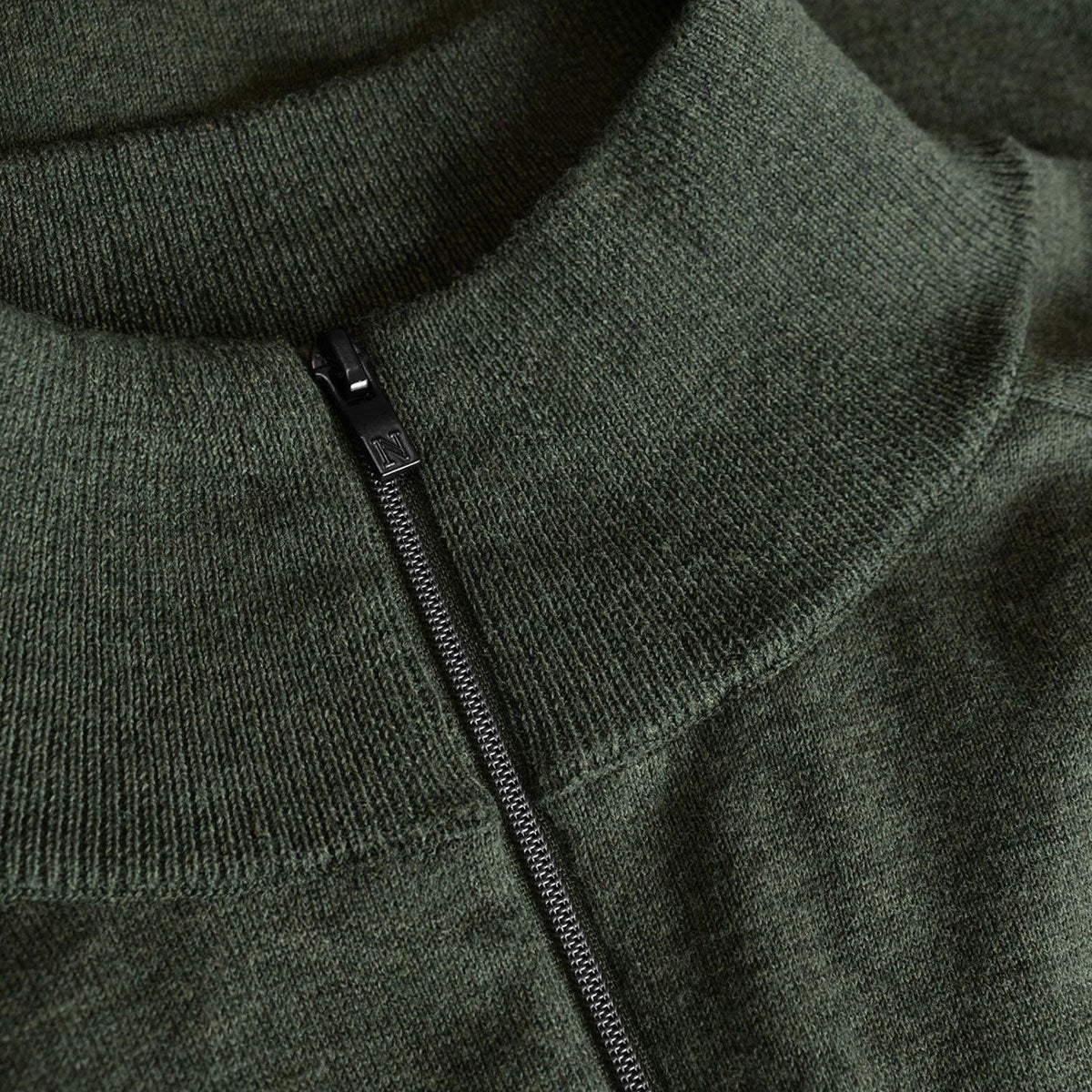 Nimbus Brighton 1/4-Zip miesten puuvillaneule vetoketjulla, oliivi