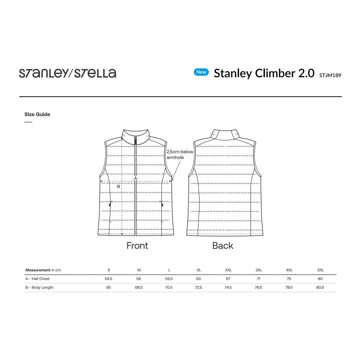 Stanley stella, stanley Climber 2.0 miesten toppaliivi kokotaulukko