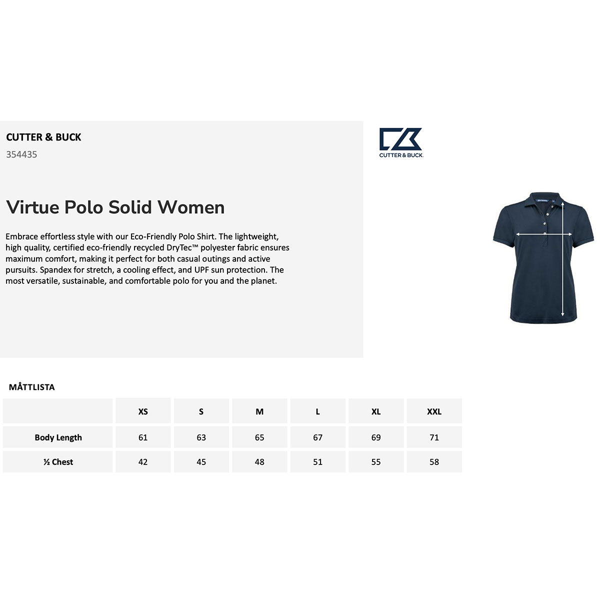kokotaulukko cutter buck Virtue Polo Solid naisten