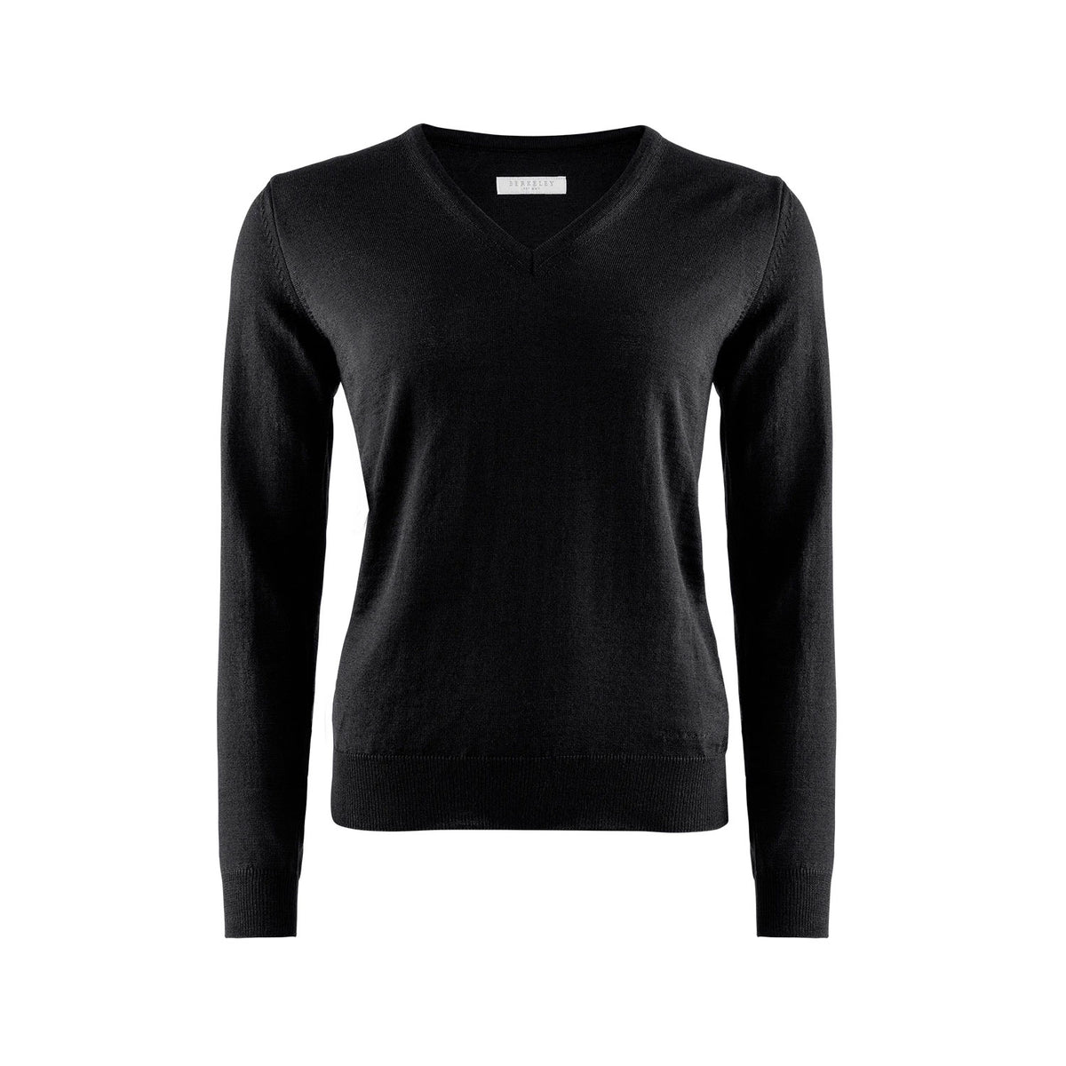 Berkeley Wilton Merino V-neck naisten merinovillaneule, musta