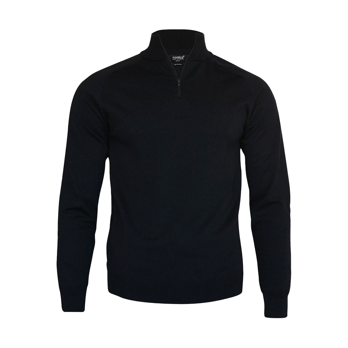 nimbus Brighton 1/4-Zip puuvillaneule vetoketjulla, musta