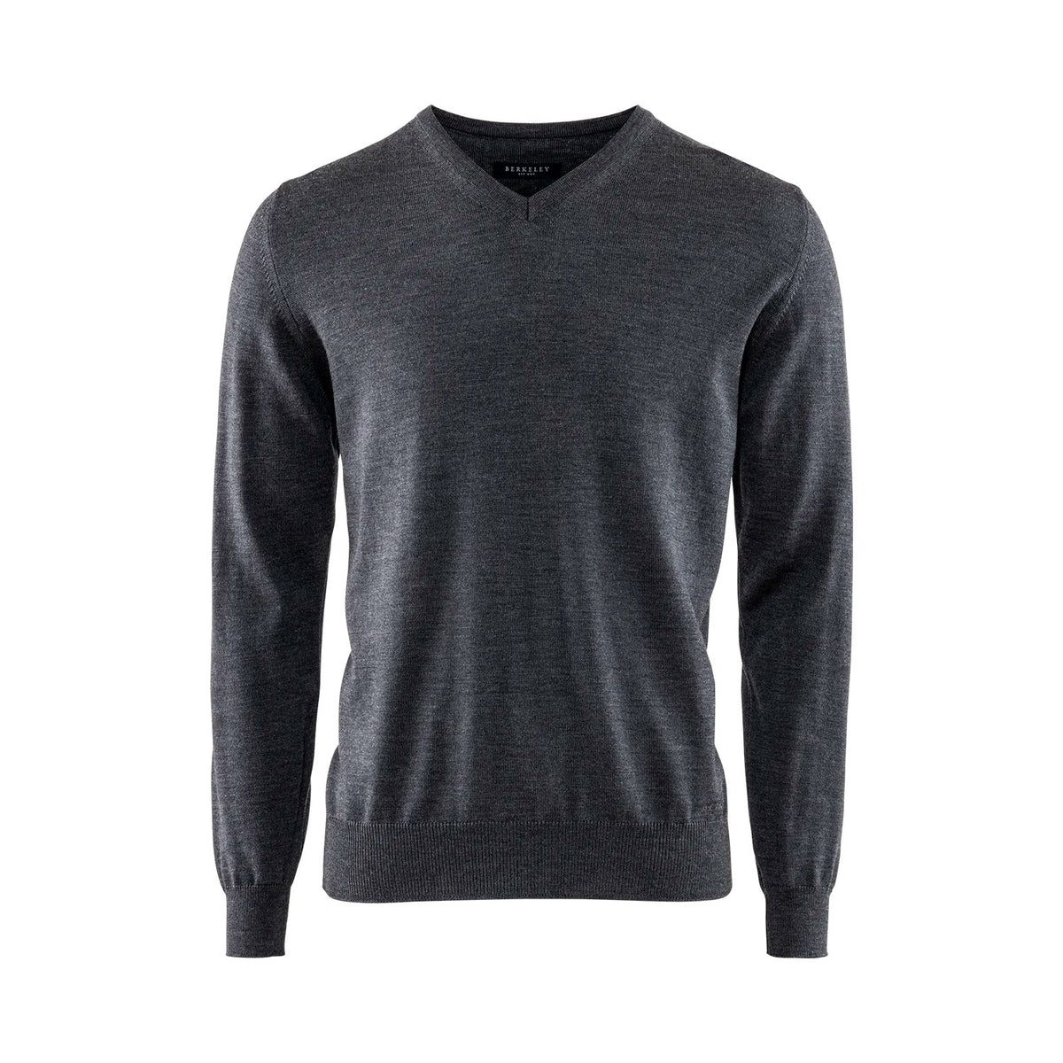 Berkeley Wilton Merino V-neck tummanharmaa