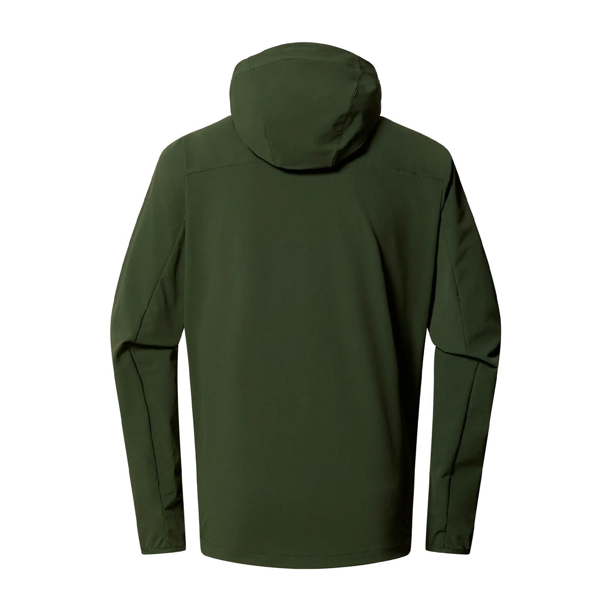 haglöfs softshell takki hupulla, seaweed green, selkä