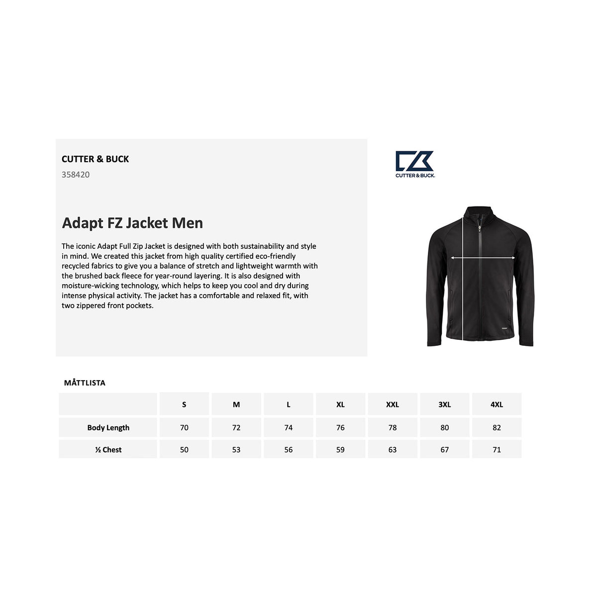 kokotaulukko Adapt FZ Jacket Men