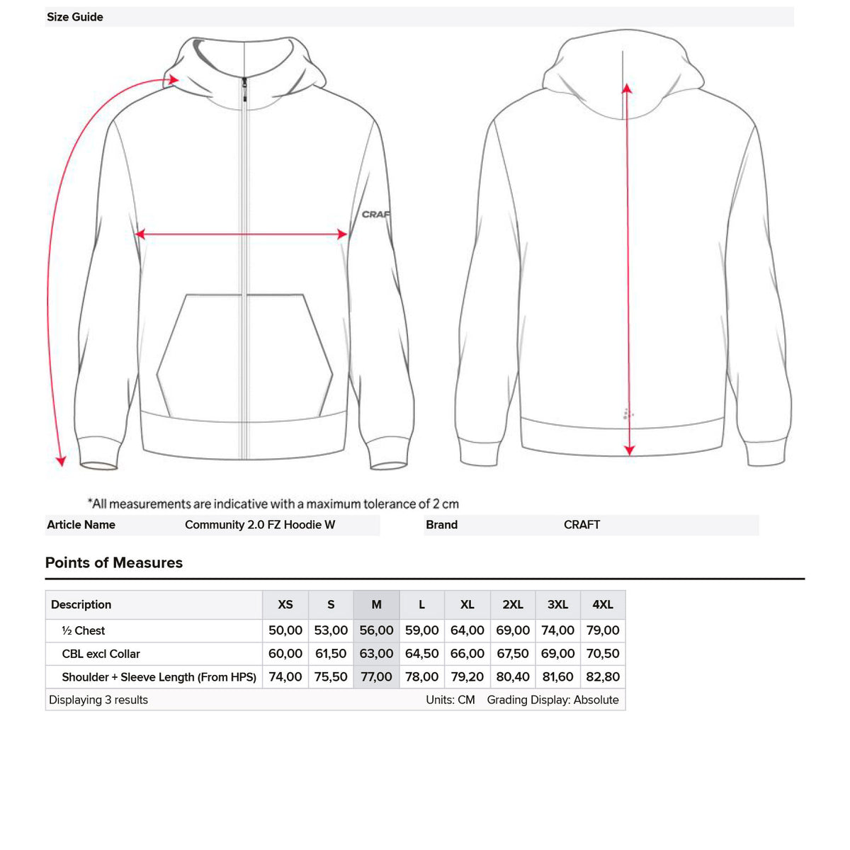 kokotaulukko Craft Community 2.0 FZ Hoodie W
