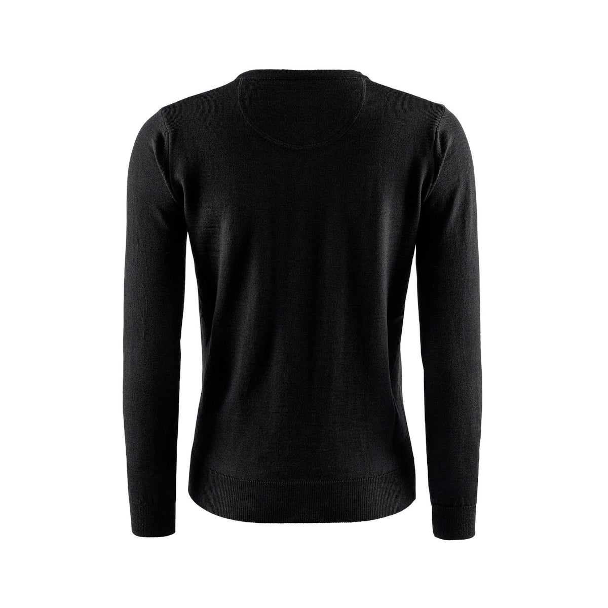 Berkeley Wilton Merino V-neck naisten merinovillaneule, musta, selkä
