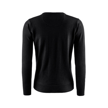 Berkeley Wilton Merino V-neck naisten merinovillaneule, musta, selkä
