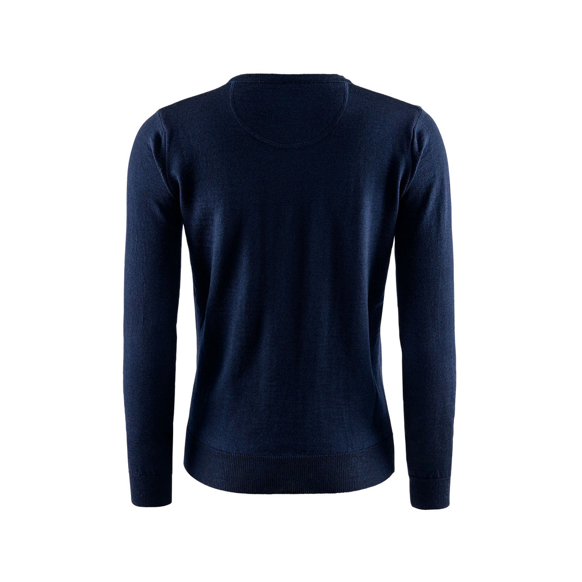 Berkeley Wilton Merino V-neck naisten merinovillaneule, navy, selkä