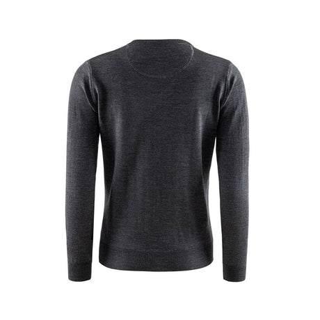 Berkeley Wilton Merino V-neck naisten merinovillaneule, tummanharmaa, selkä
