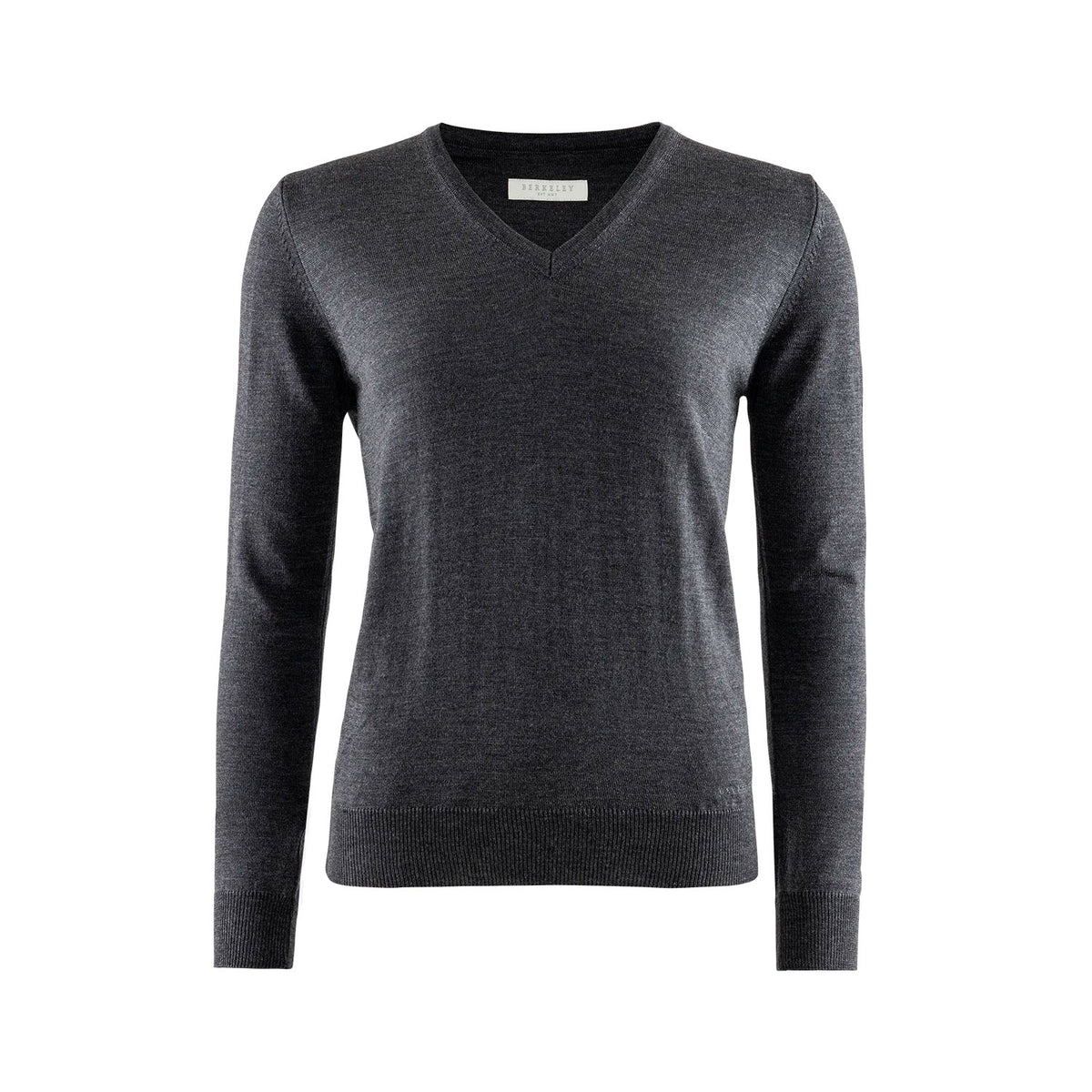 Berkeley Wilton Merino V-neck naisten merinovillaneule, tummanharmaa
