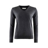 Berkeley Wilton Merino V-neck naisten merinovillaneule, tummanharmaa
