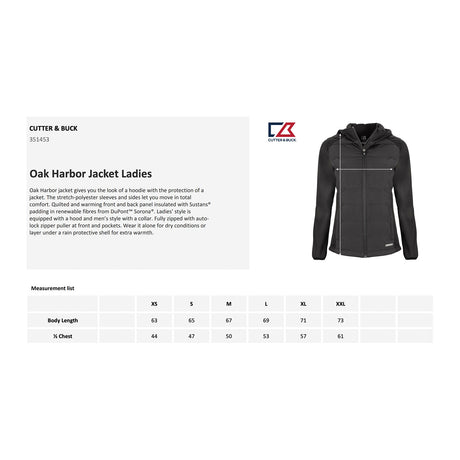 Oak Harbor jacket naisten kokotaulukko
