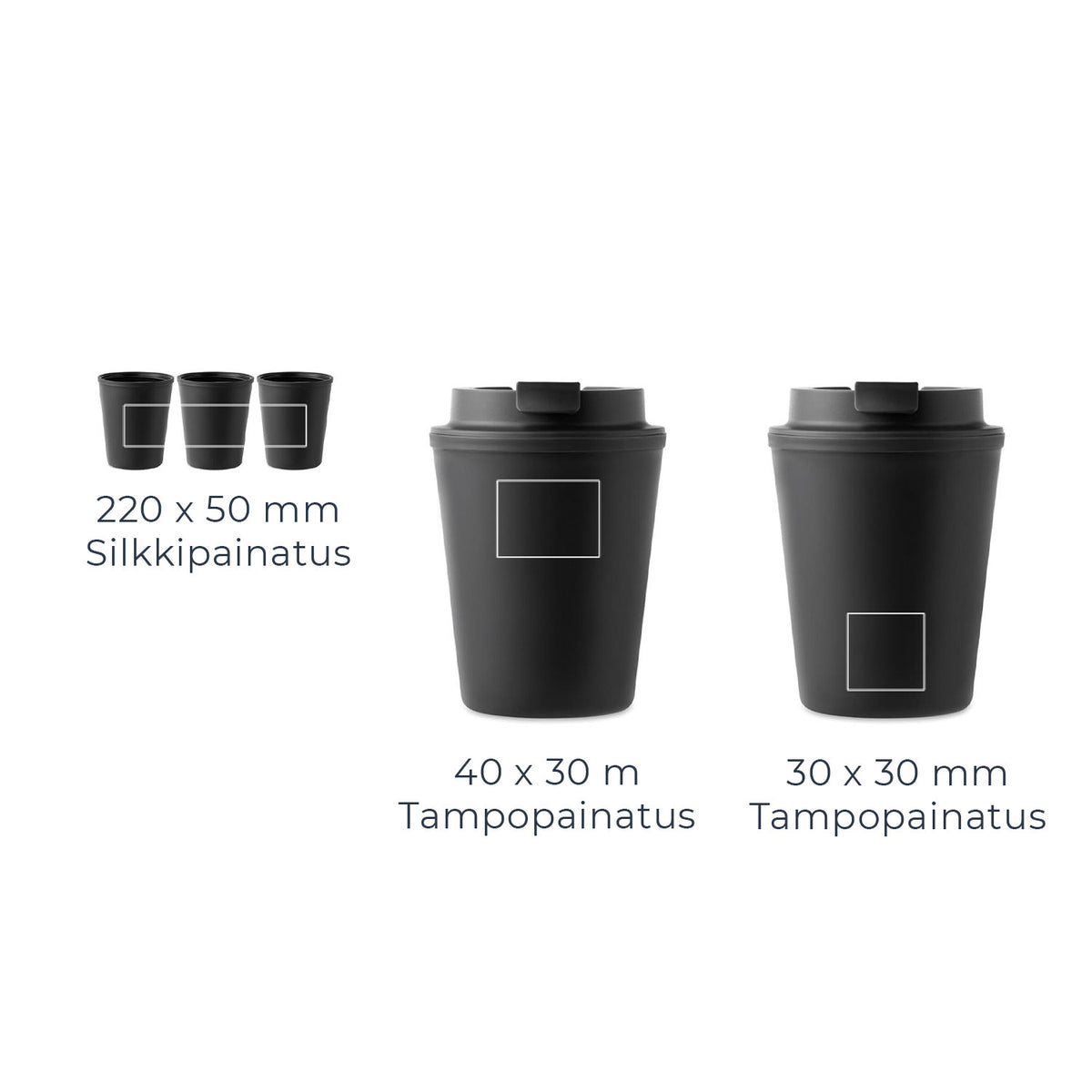 PP 300 ml Take away muki painatus alue