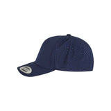 tummansininen YP Classics 5-panel perforoitu snapback lippis, sivuprofiili