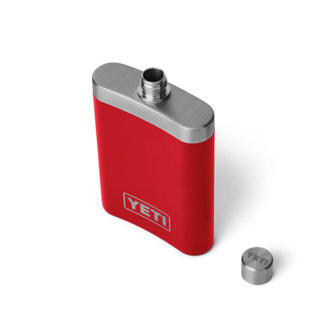 yeti flask taskumatti, punainen, korkki auki